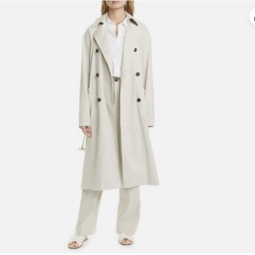 Vince Linen Side Slit Trench in Cement